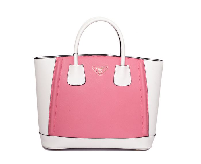 Prada Handle Bag Bianco / Rosa Pelle